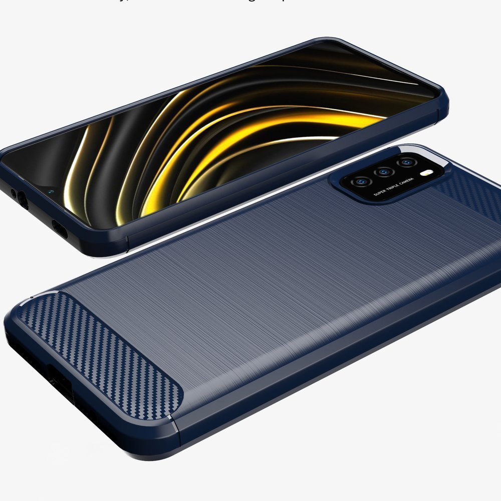 Etui Carbon Shield do Xiaomi Poco M3 - Niebieski