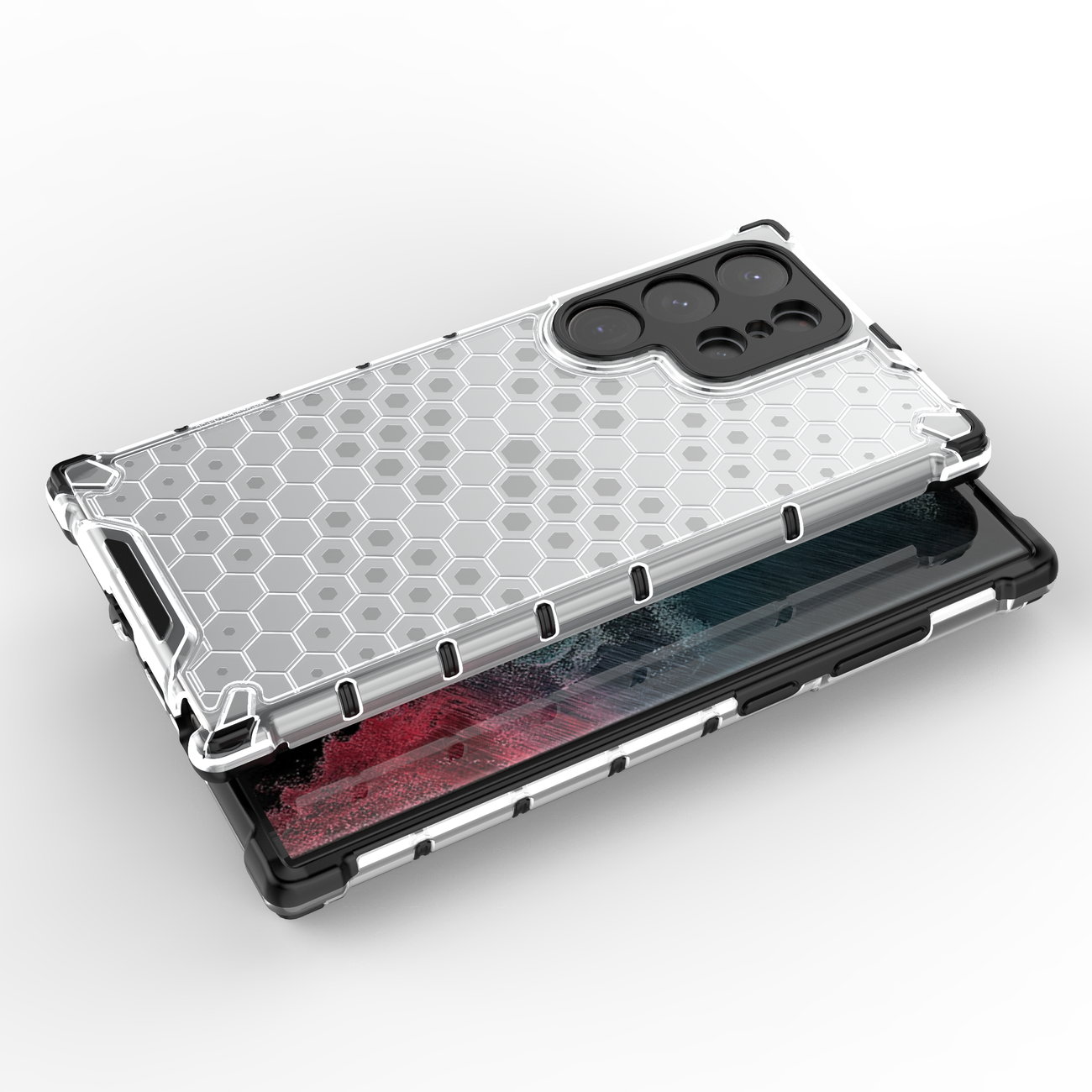 Honeycomb pancerne etui z ramem silikonowym dla Samsung Galaxy S23 Ultra - Czarny