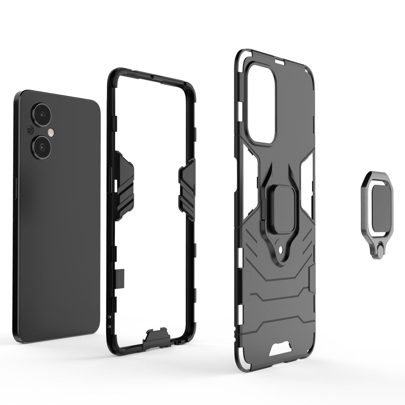 Wytrzymałe etui Ring Armor Case do OnePlus Nord N20 5G - Czarny