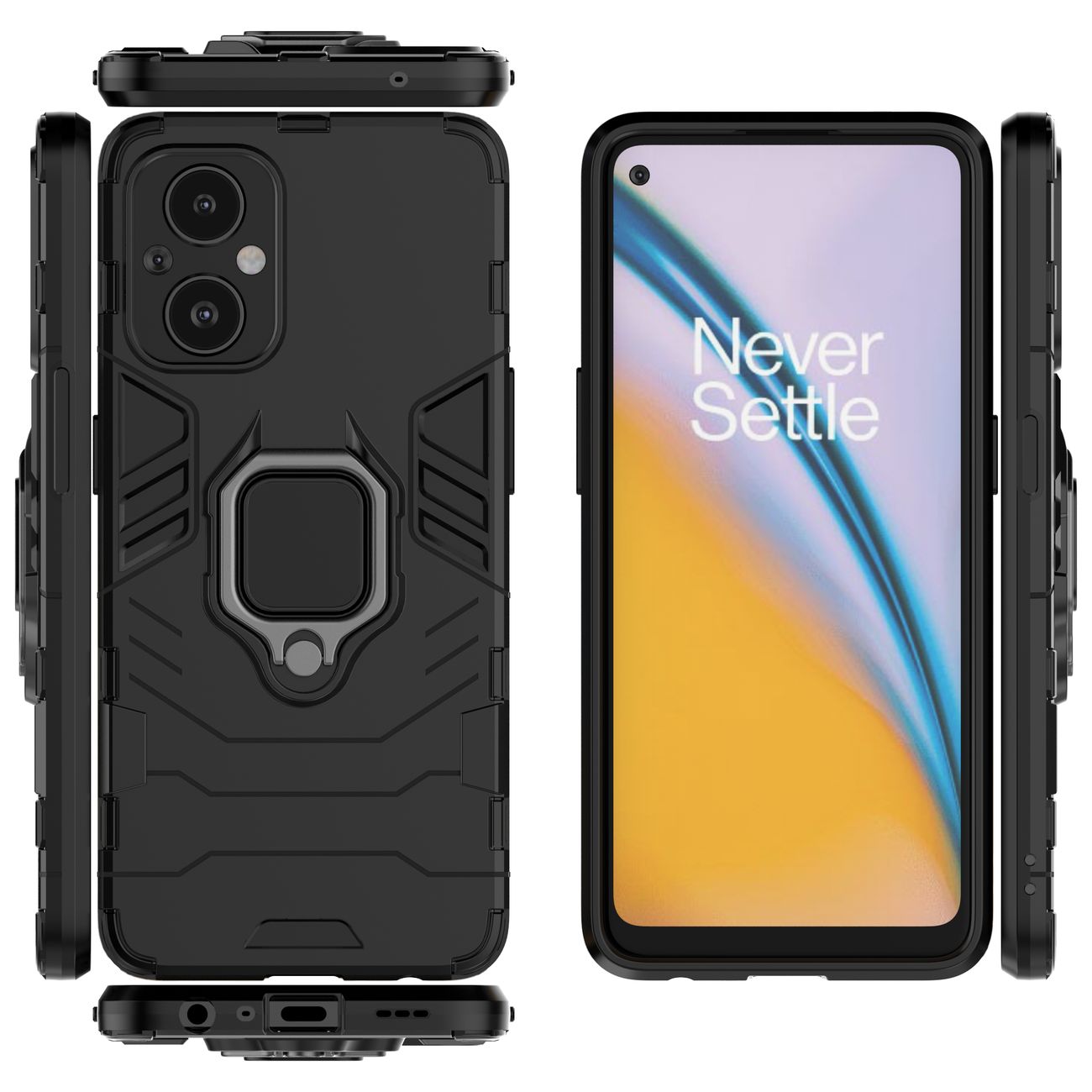 Wytrzymałe etui Ring Armor Case do OnePlus Nord N20 5G - Czarny