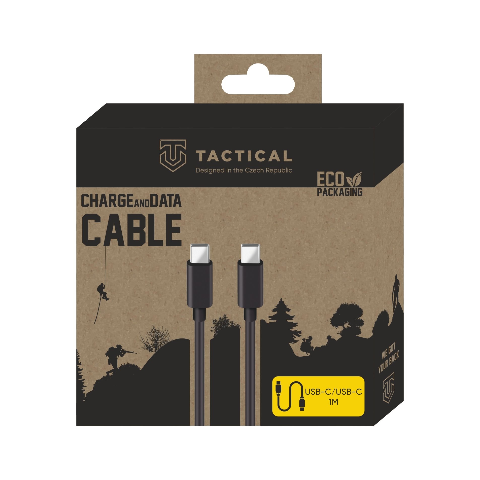 Tactical Smooth Thread kabel USB-C/USB-C - 1m - Czarny