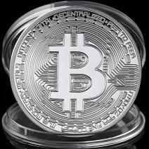 Moneta Bitcoin - Srebrna