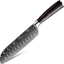 Nóż kuchenny BL-38108 - Santoku/Czarny/Brązowy