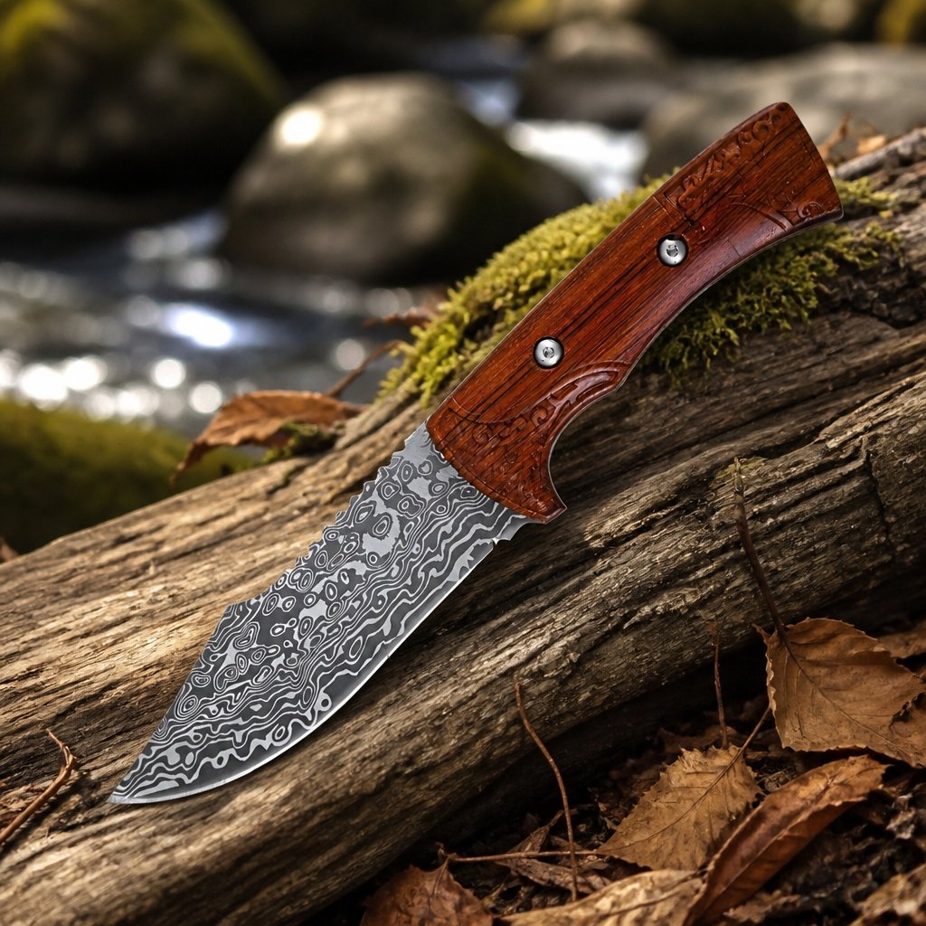 Nóż outdoorowy CO-37276 KC3157 - Brązowy / Wzór
