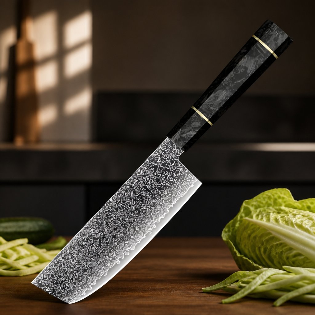 Nóż kuchenny Damaskowy TS-37450 - Nakiri / Czarny